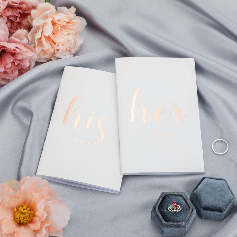  [AUSTRALIA] - Chinco 2 Pieces Wedding Vow His and Her Vow Books Bride and Wedding Notebook Rose Gold Foil Vow Love Letter for Bridal Shower Vows Renewal, 5.9 x 3.9 Inches, Rose Gold