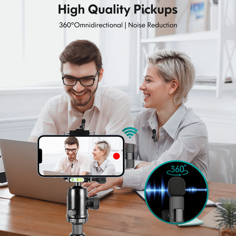  [AUSTRALIA] - Wireless Lavalier Lapel Microphone for iPhone iPad: 2 Clip on Microphones for Phone Video Recording, Professional Lav Mic for YouTube | Interview | Podcast | Vlog | Tiktok | Live Stream