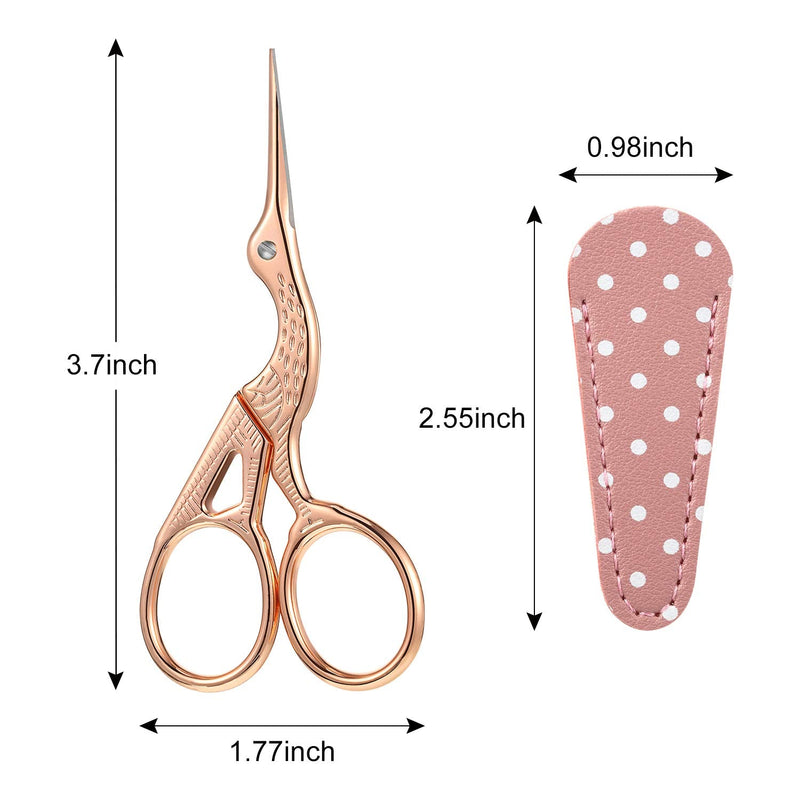  [AUSTRALIA] - 3 Pieces Sewing Embroidery Stork Scissors with 3 Pieces Leather Scissors Cover, Small Stainless Steel Crane Shape Scissors for Manual Sewing Handicraft DIY Tool