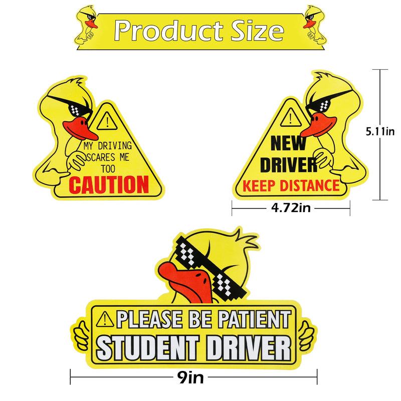  [AUSTRALIA] - SINGARO New Driver Magnet for Car, 3pcs Cute Duck Car Magnets Student Driver Sign,Car Bumper Student Driver Reflective Sign,Car Exterior Accessories
