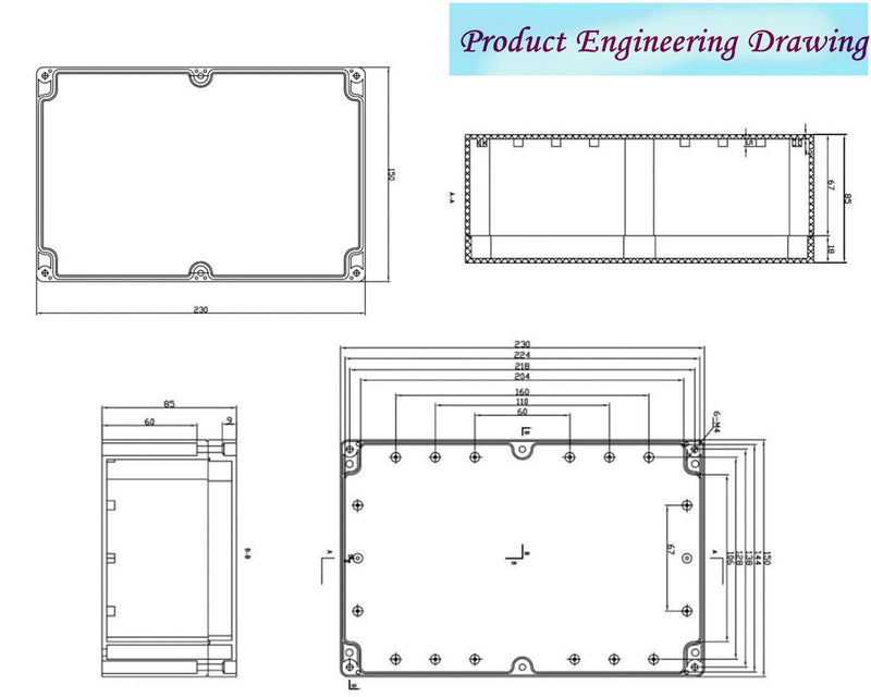  [AUSTRALIA] - SamIdea 230x150x85mm/9"x5.9"x3.35" Waterproof Plastic Enclosure CCTV Project Case Power Junction Box