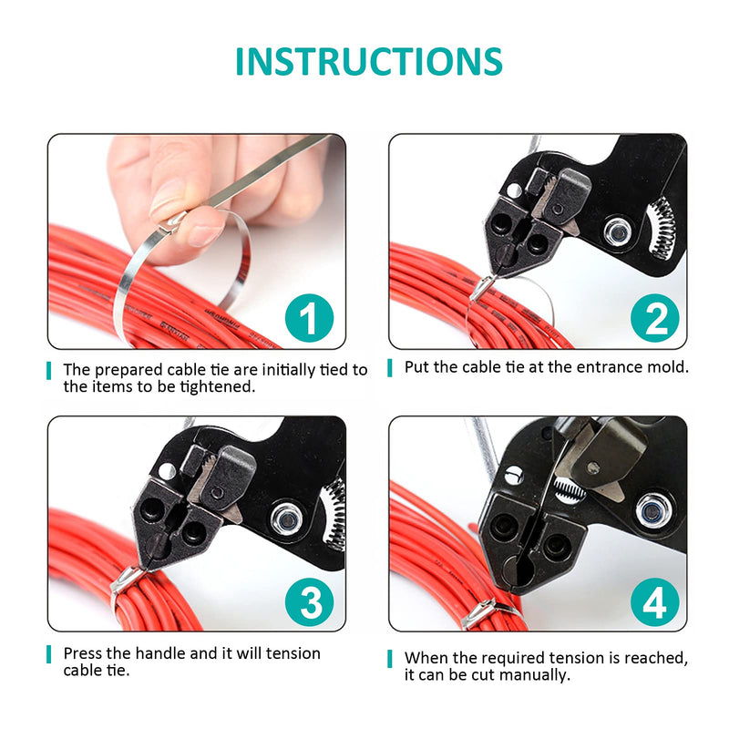  [AUSTRALIA] - Stainless Steel Zip Ties Cutter,Cable Ties Gun,Zip Tie Tension Tool,Metal Zip Ties Gun for Stainless Steel Cable Ties Cutting(Black) Cable Cutter Black