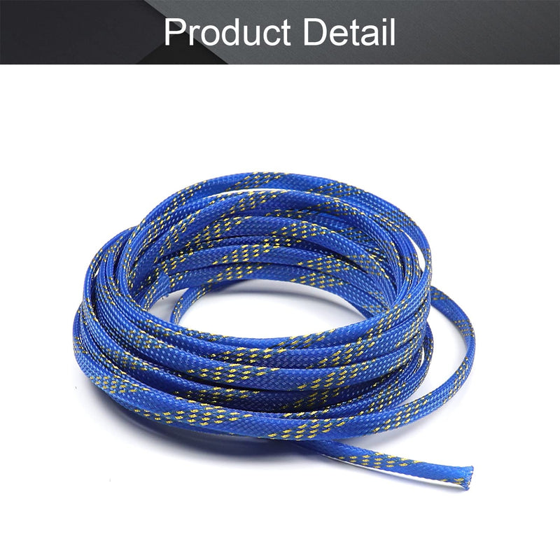 [AUSTRALIA] - Othmro 5m/16.4ft PET Expandable Braid Cable Sleeving Flexible Wire Mesh Sleeve Blue Gold 6mm*5m