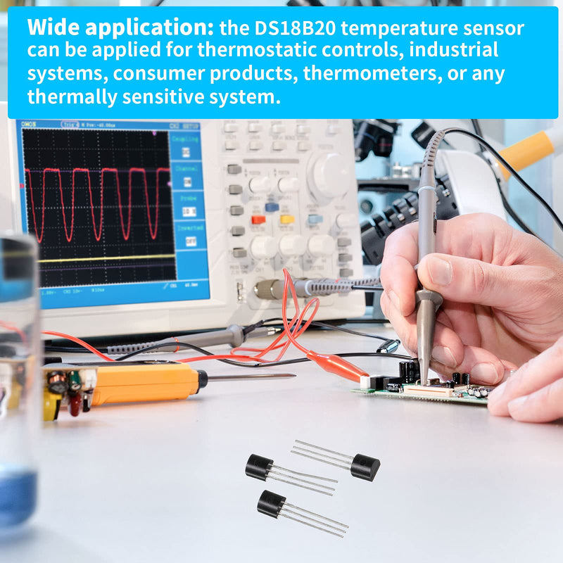  [AUSTRALIA] - Weewooday Pack of 20 DS18B20 IC Temperature Sensor Digital Thermometer 1-Wire Interface Technology with 3-Pin TO-92 Compatible with Arduino/Raspberry Pi