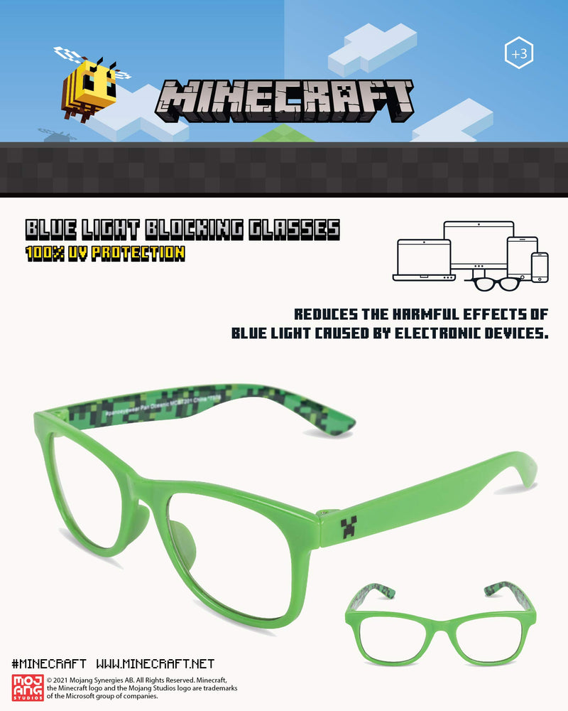 Minecraft Blue Light Blocking Glasses for Kids with Case Boys Computer Video Gaming Glasses Age 2-10 Eyewear Protection (Green/Black) Green/Black - LeoForward Australia