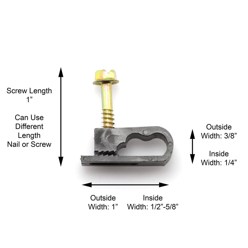  [AUSTRALIA] - THE CIMPLE CO - Dual, Twin, or Siamese Coaxial Cable Clips, Cat6, Electrical Wire Cable Clip, 1/2 in Screw Clip and Fastener, Black (100 Pieces per Bag) 100 Pack
