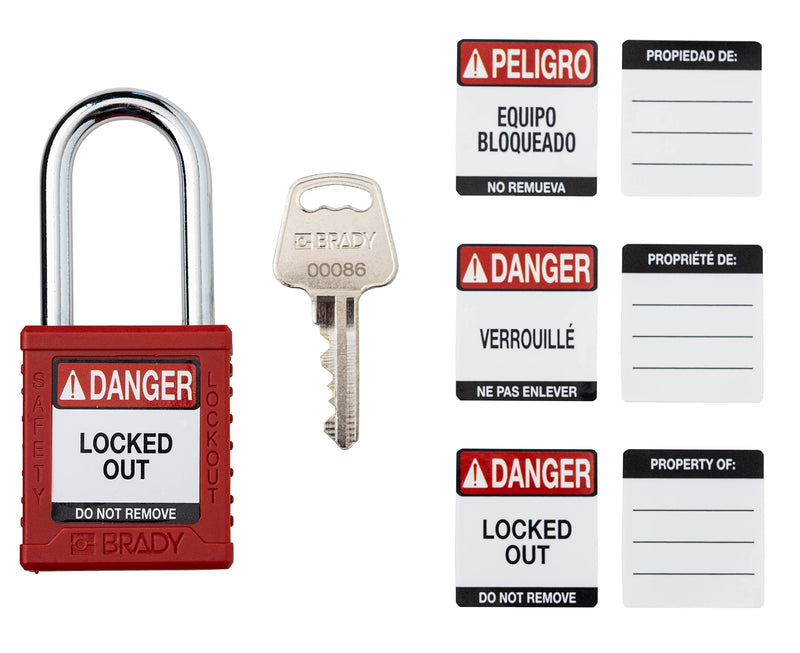  [AUSTRALIA] - Brady Safety Lockout Padlock Sets - 6 Pack - Red - Keyed Different Safety Lockout Padlocks - 1 Key Per Lock - SDPL-RED-38ST-KD6