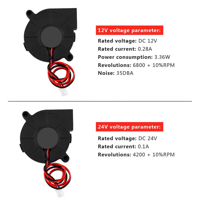  [AUSTRALIA] - Richer-R 3D Printer Cooling Fan, DC 12/24V 5015mm Blow Radial Cooling Fan Turbofan Cooler Kit Accessories High Rotation Speed with Low Noise for 3D Printer(24V)