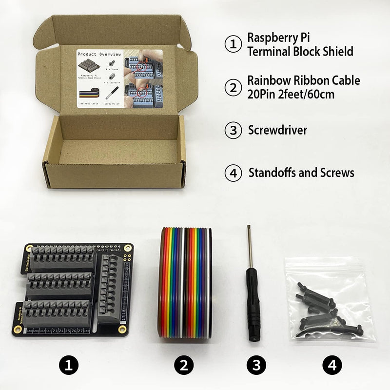  [AUSTRALIA] - ELECTROCOOKIE Raspberry Pi GPIO Terminal Block Breakout Module, Push-in Simple Spring Connector Expansion PCB Shield