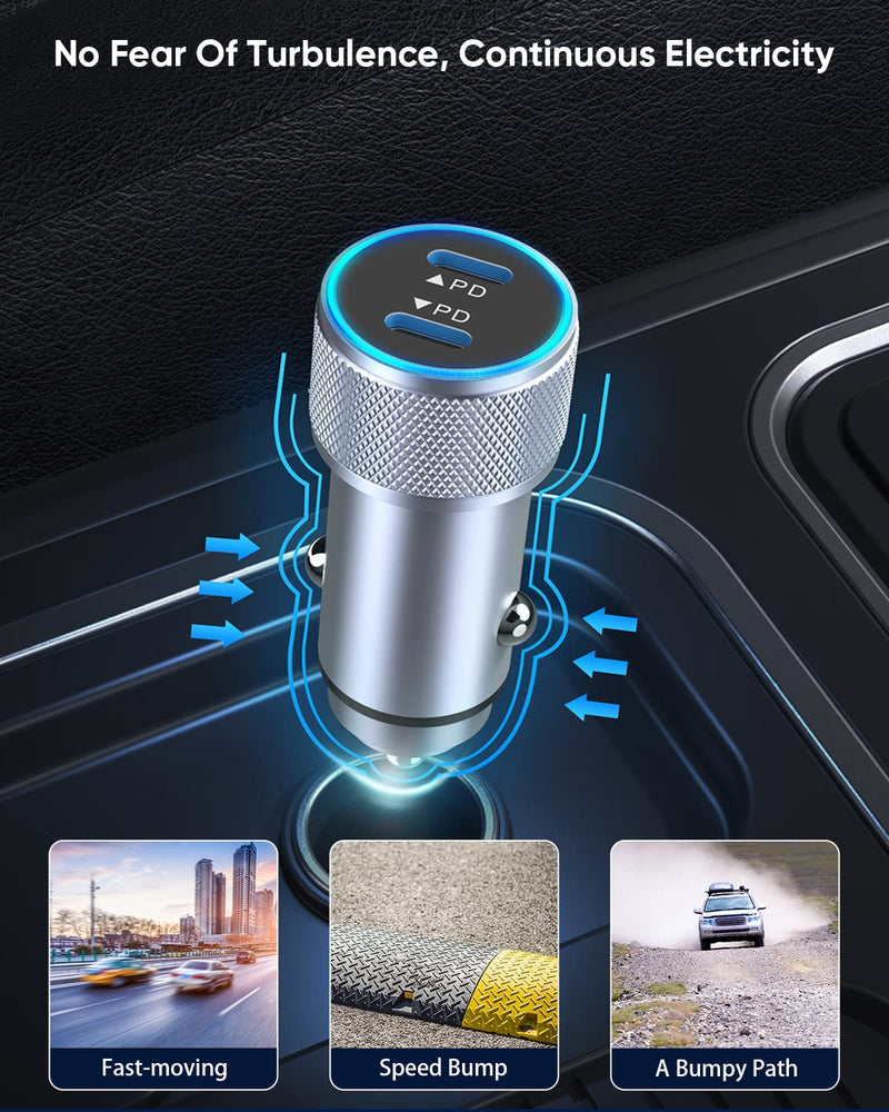  [AUSTRALIA] - iPhone Fast Car Charger,2Pack Dual Port USB C Car Charger[Apple MFI Certified]Power Delivery Apple Car Adapter with 2Pack Lightning Cable Type C Rapid Car Charging for iPhone 14/13/12/11/Xs/Xr/SE/iPad