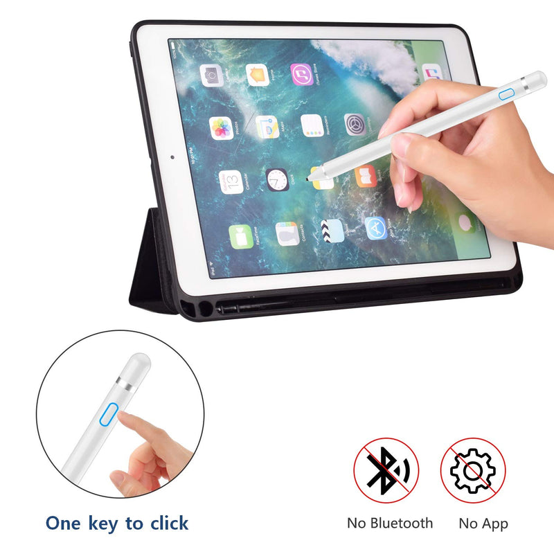  [AUSTRALIA] - Active Stylus Pen for Touch Screens, Rechargeable Pencil Digital Stylus Pen Compatible with iPad and Most Tablet (White) White