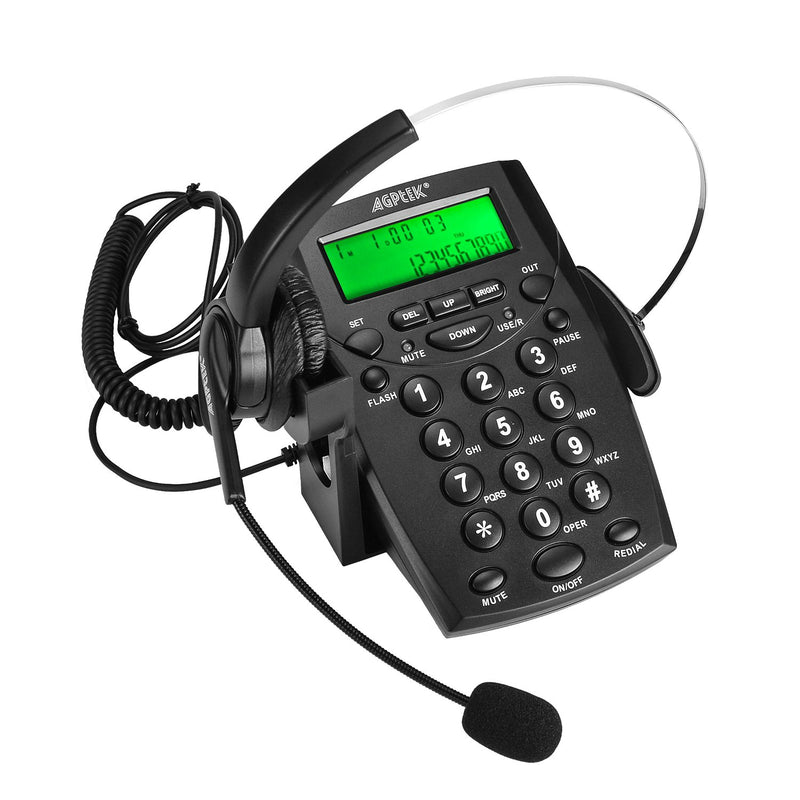 AGPtek Call Center Dialpad Headset Telephone with Tone Dial Key Pad & REDIAL Black - LeoForward Australia