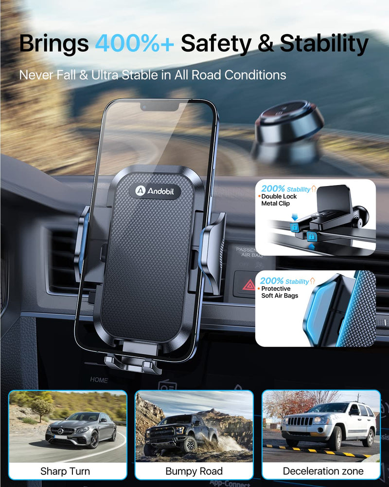  [AUSTRALIA] - andobil Car Vent Phone Mount Compatible with iPhone 11 12 13 14 Pro Max 6 7 8 X XR XS SE Samsung Galaxy S23 Ultra S22 S21 Note 20