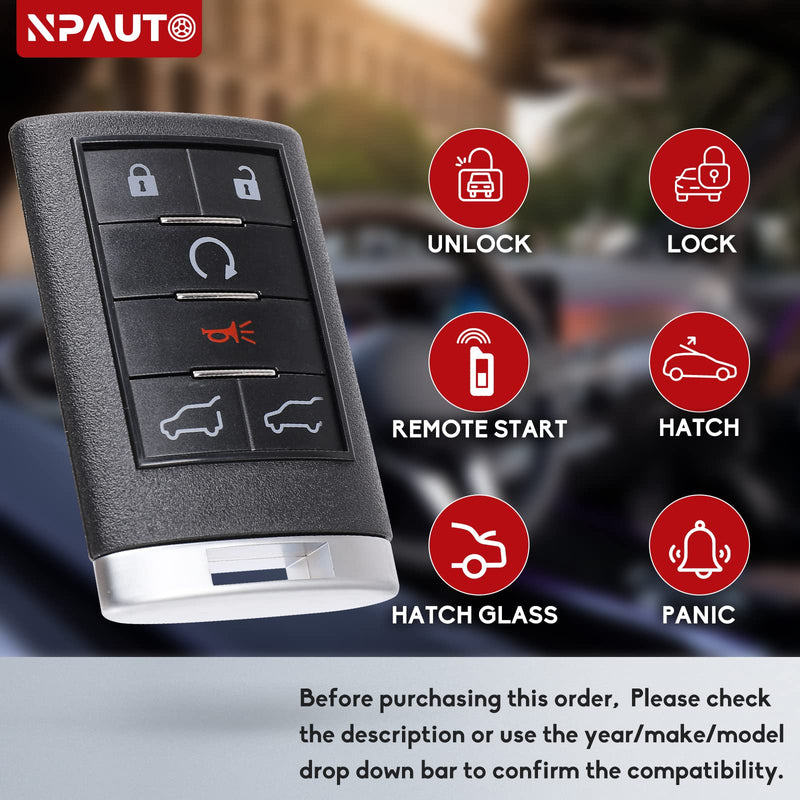  [AUSTRALIA] - NPAUTO Key Fob Compatible with Caddilac Escalade ESV EXT 2007 2008 2009 2010 2012 2013 2014 - Keyless Entry Remote Control Start Car Key Fob Replacement Part (OUC6000066, 6 Buttons, 1pcs)