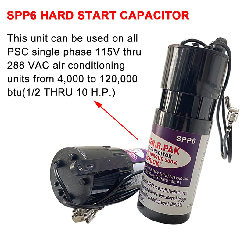  [AUSTRALIA] - Podoy SPP6 Hard Start Capacitor Replacement Compatible with Supco Relay 1/2HP-10HP 500% Increase Starting Torque 120-288V AC Compressor(Pack of 2)