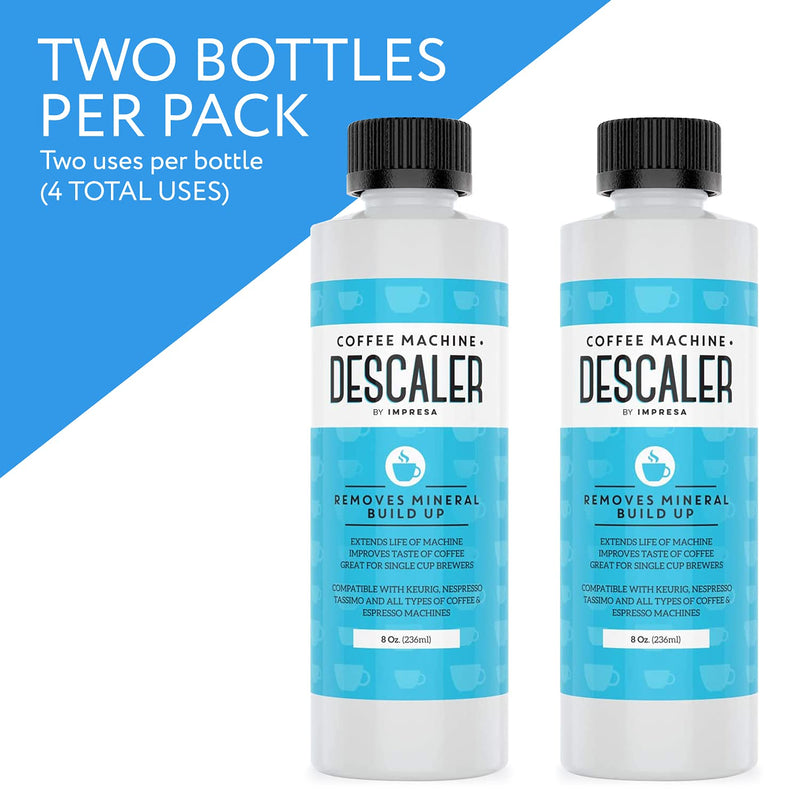 Descaler (2 Pack, 2 Uses Per Bottle) - Made in the USA - Universal Descaling Solution for Keurig, Nespresso, Delonghi and All Single Use Coffee and Espresso Machines - LeoForward Australia