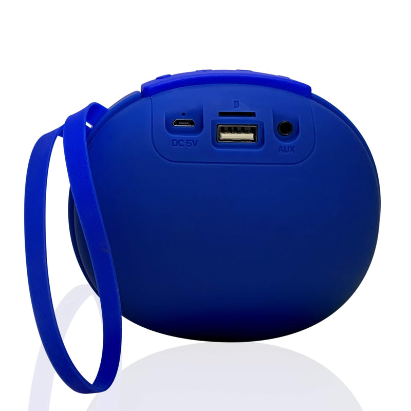 Portable Speaker, Wireless, Built in Strap, Wrap Around Hand, Rubberized Design, Excursion Pro Round Wireless- Blue - LeoForward Australia