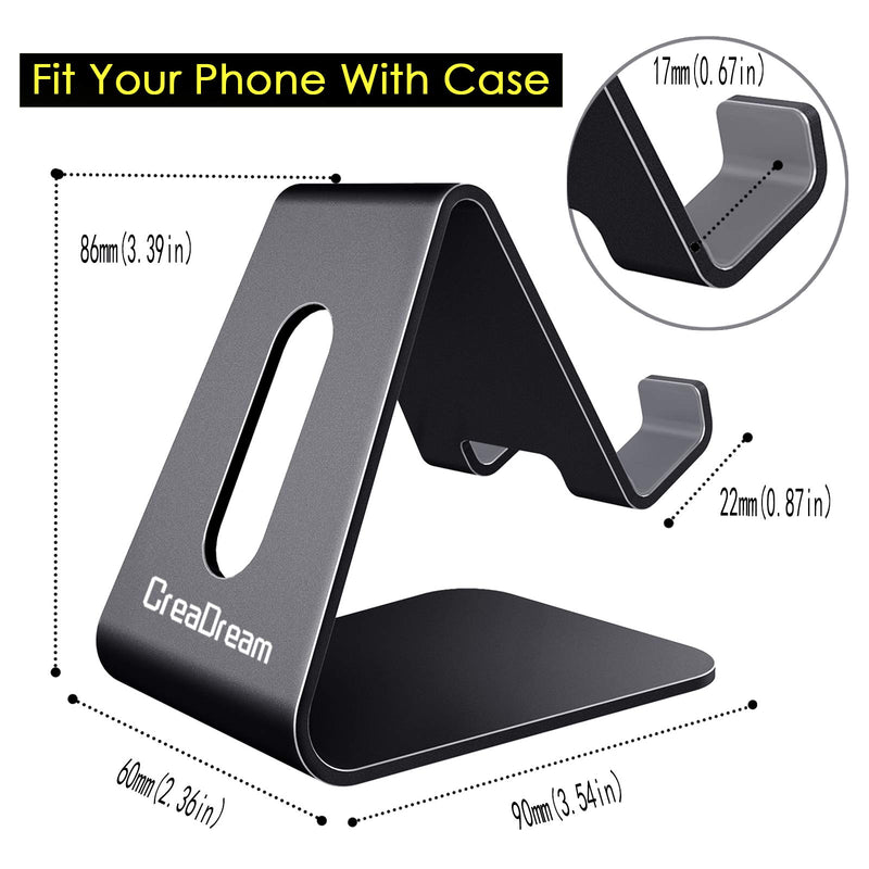  [AUSTRALIA] - CreaDream Cell Phone Stand, Cradle, Holder,Aluminum Desktop Stand Compatible with Switch, All Smart Phone, iPhone 11 Pro Xs Max Xr X Se 8 7 6 6s Plus SE 5 5s-Black Black