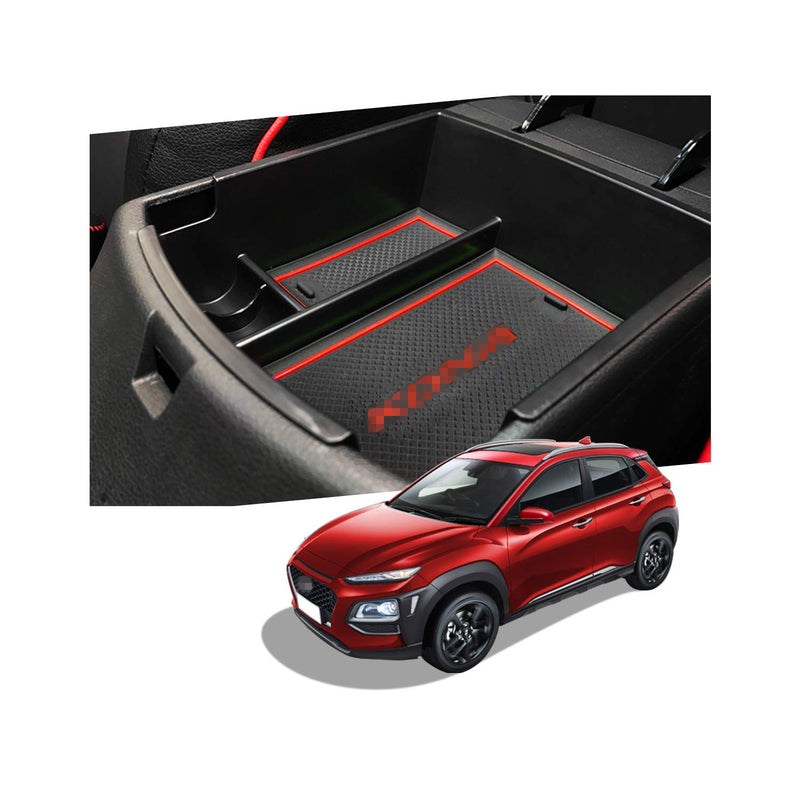  [AUSTRALIA] - Customized for 2018 Kona Car Center Console Armrest Box Glove Secondary Storage Console Organizer Insert Tray (Red) Red