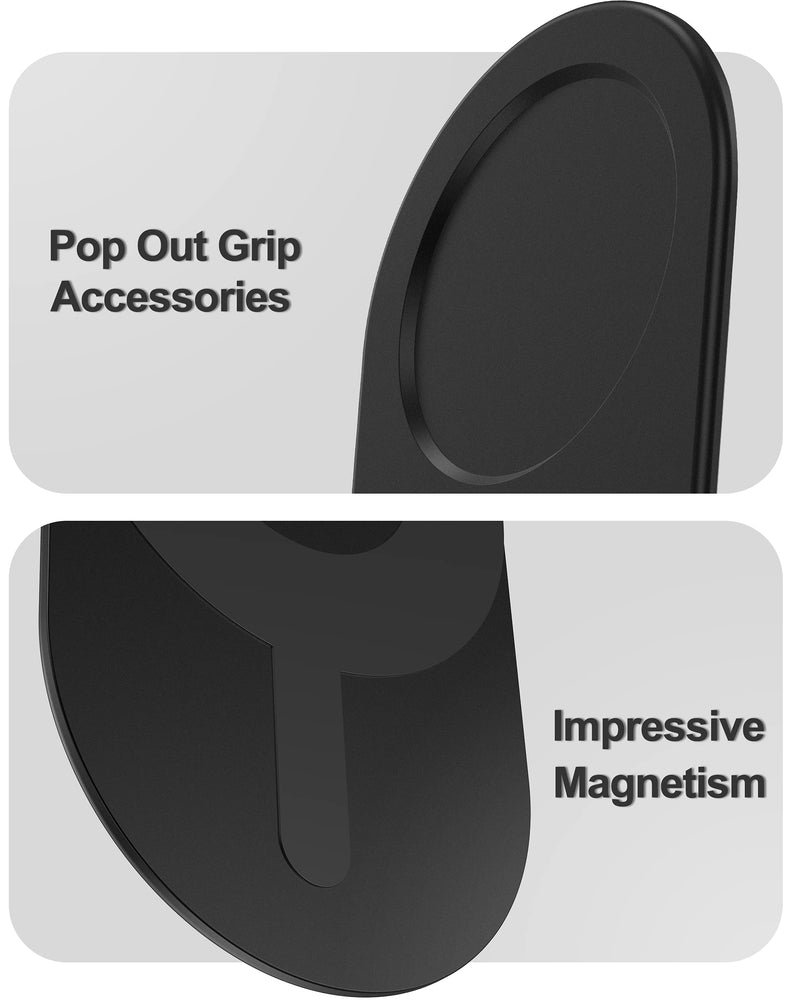 [AUSTRALIA] - metisinno Magnetic Base Plus for iPhone 13 12 MagSafe Accessories Intended for PopSocket Collapsible Grip and Stand【Removable Wireless Charging Compatible Mag Safe Case Must Use】- Black