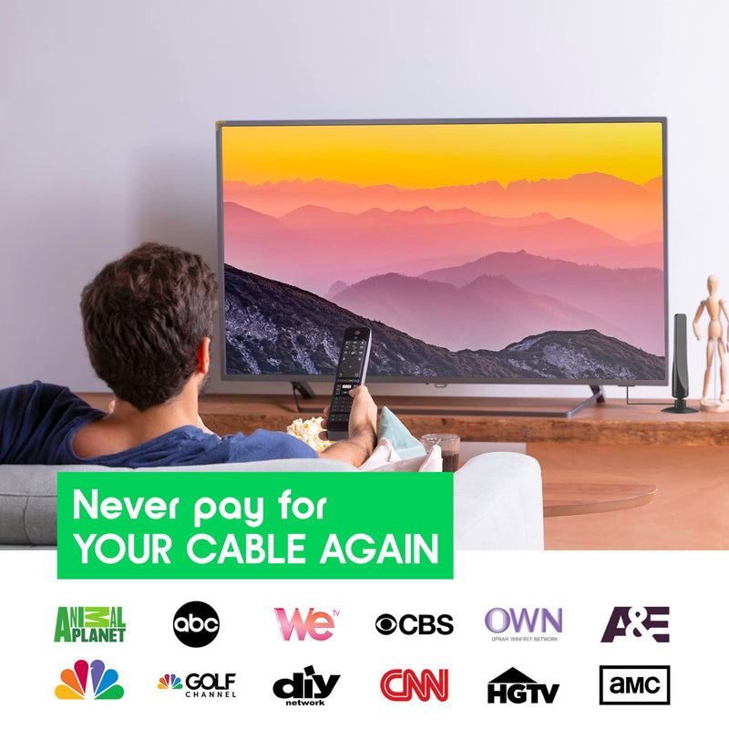  [AUSTRALIA] - Antier Amplified Indoor Digital Tv Antenna – Best Powerful Amplifier, Signal Booster & Has up to 350+ Miles Range, Support 8K 4K Full HD Smart and Older Tvs with 10ft Coaxial Cable [2023 Release] 8PG-2023 Extended
