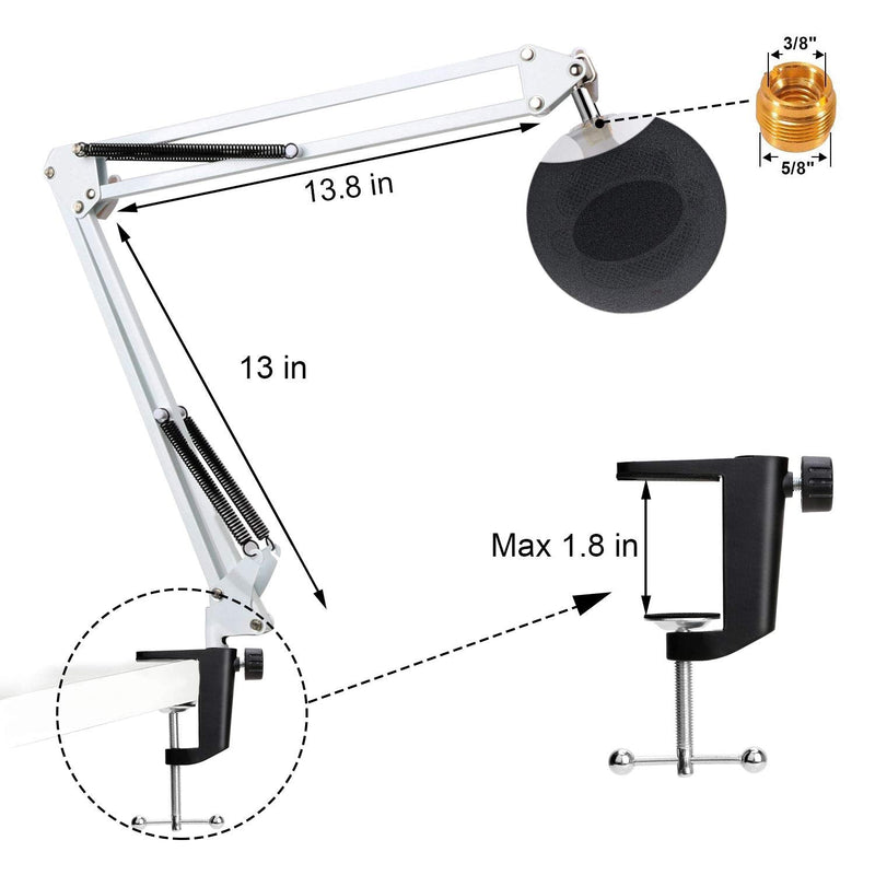  [AUSTRALIA] - YOUSHARES Mic Stand with Pop Filter - Microphone Boom Arm Stand with Foam Cover Windscreen Compatible with white Blue Snowball iCE Mic by YOUSHARES