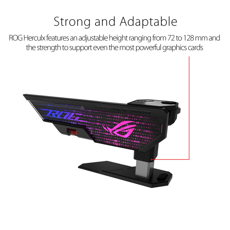  [AUSTRALIA] - ASUS ROG Herculx Graphics Card Anti-Sag Holder Bracket (Solid Zinc Alloy Construction, Easy Toolless Installation, Included Spirit Level, Adjustable Height, Wide Compatibility, Aura Sync RGB)