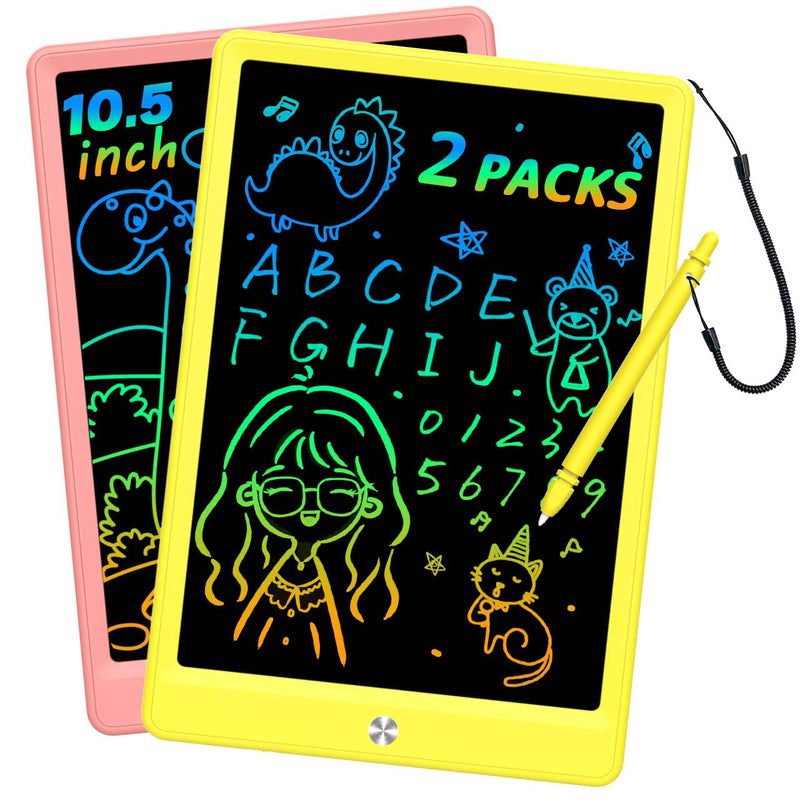  [AUSTRALIA] - LCD Writing Tablet Doodle Board, Colorful Drawing Pad, Electronic Drawing Tablet, Drawing Pads,Travel Gifts for Kids Ages 3 4 5 6 7 8 Year Old Girls Boys (10.5 inch, Pink+Yellow) 10.5 inch Pink&Yellow