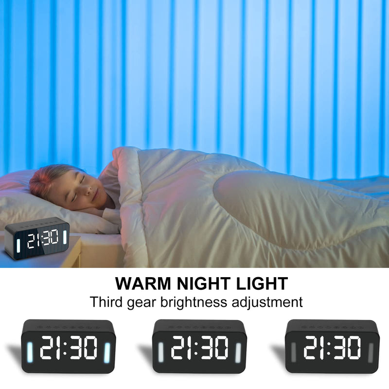  [AUSTRALIA] - KADAMS Bluetooth Speaker Alarm Clock Radio, Loud 5W Speakers, Dual Alarm, Snooze, Temperature Display, Sleep Warm Night Light & Adjustable Brightness