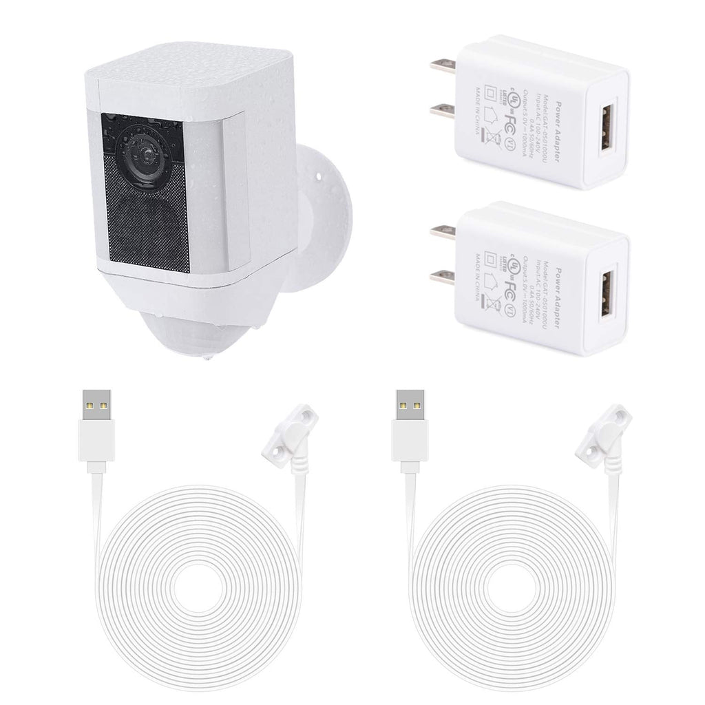  [AUSTRALIA] - 2Pack Power Adapter for Ring Spotlight Cam Battery, with 30Ft/9m Weatherproof Outdoor Cable to Continuously Charge Your Home Security Camera, No Need to Change The Batteries(White)