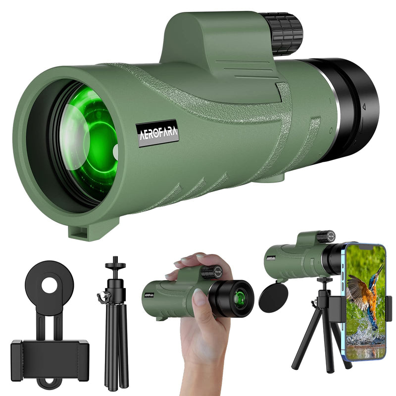  [AUSTRALIA] - Monocular Telescope for Smartphone with Phone Adapter& Tripod for Adults, Night Vision Monocular for Hunting Star Watching Bird Watching Wildlife Camping Hiking Green