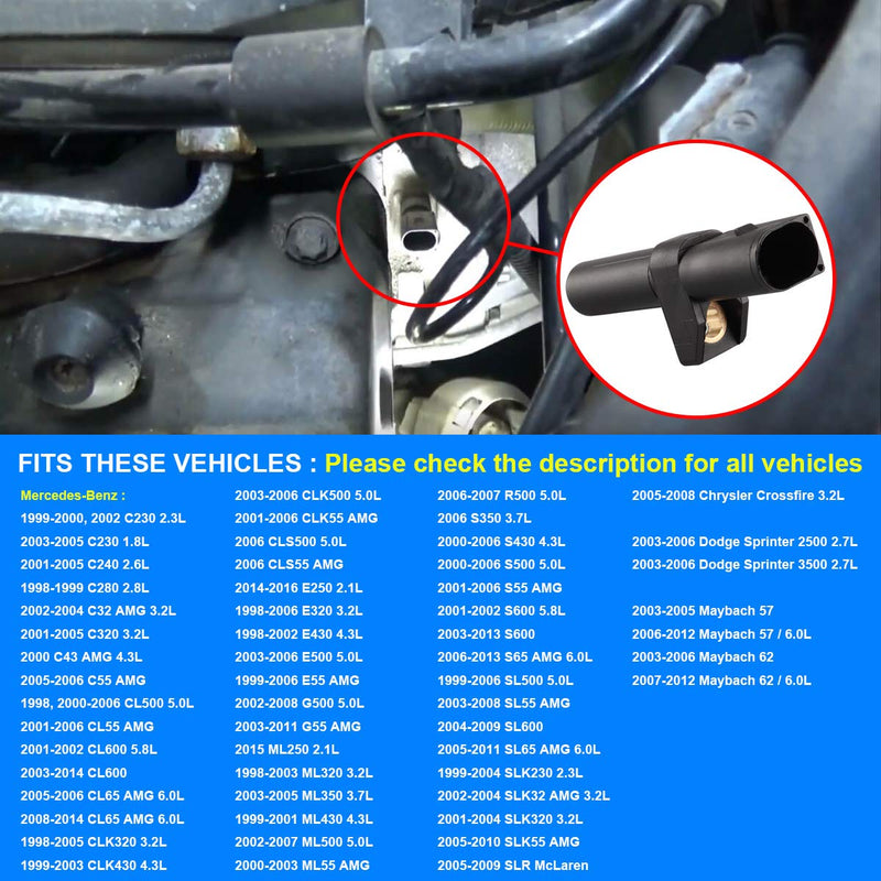 Crankshaft Position Sensor, Crank Sensor Replaces 0261210170, 0031532728, 0031532828 Compatible with Mercedes Benz C230, CLK320, CLK430, E320, E500, E55, ML320, ML350, ML500, SL500, SLK230 and More - LeoForward Australia