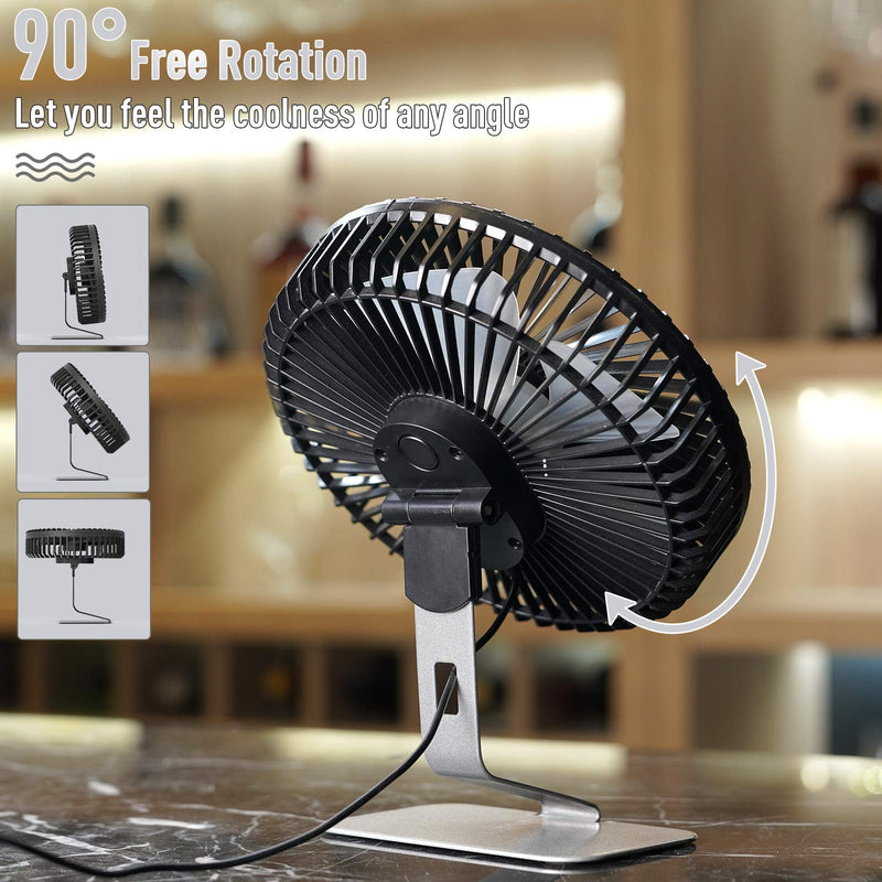  [AUSTRALIA] - SLENPET 6 inch USB Desk Fan, Upgraded Strong Airflow, 4 Speeds, Ultra-quiet, 90° Rotation for Better Cooling, Portable Mini Powerful Desktop Fan, Small Personal Cooling Fan for Home Office Outdoor Silver
