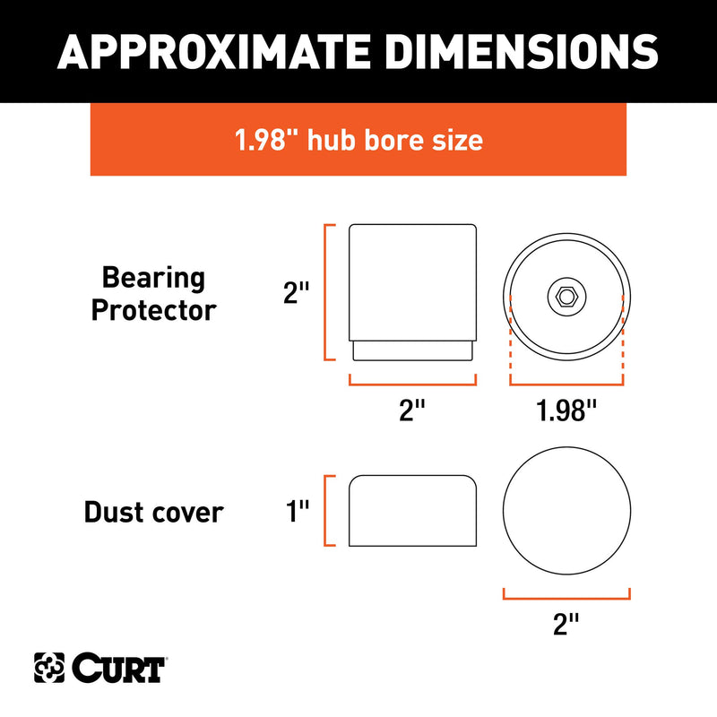  [AUSTRALIA] - CURT 22198 1.98-Inch Bearing Protectors and Dust Covers, 2-Pack