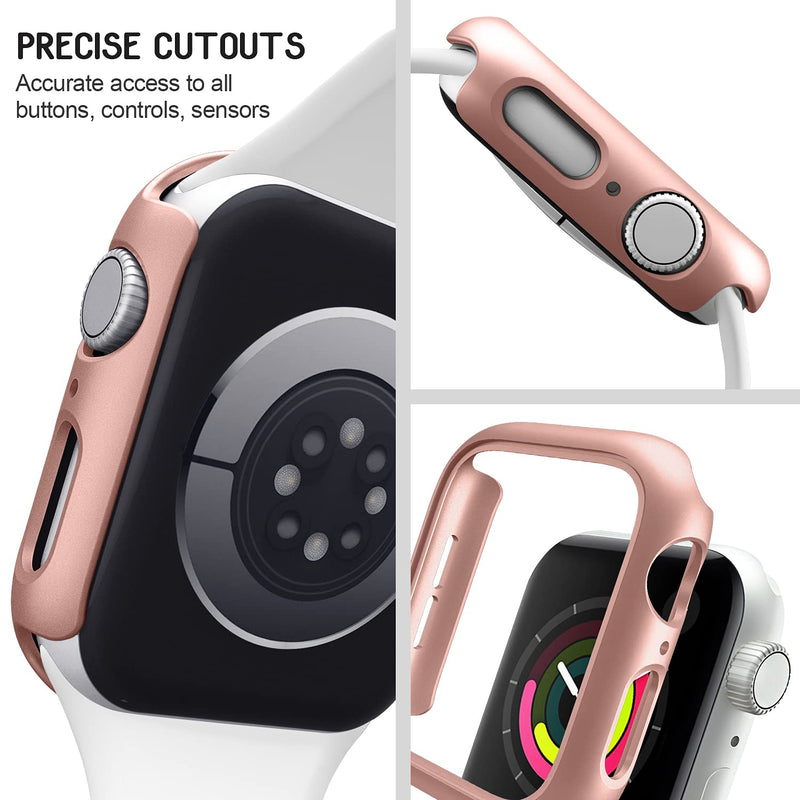  [AUSTRALIA] - Mugust 4 Pack Compatible for Apple Watch Case 38mm [NO Screen Protector] Series 3 2 1, Hard PC Bumper Case Protective Cover Frame Compatible for iWatch 38mm, Black/Rose Gold/Silver/Clear 38 mm