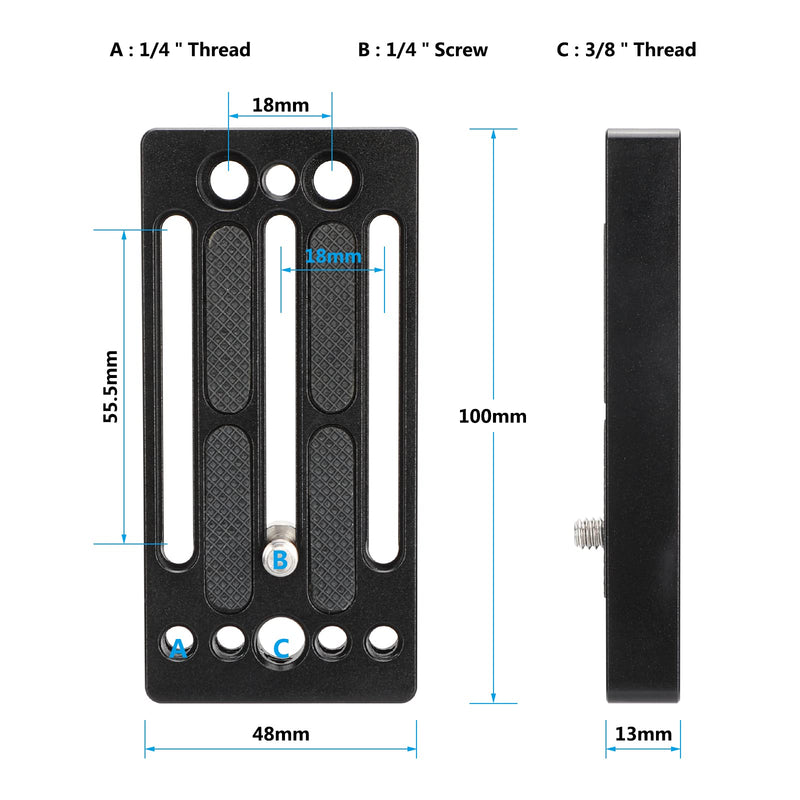  [AUSTRALIA] - CAMVATE (Extended Version) DSLR Camera Baseplate Tripod Head Mount with Adjustable 1/4"-20 Mounting Stud - 3034