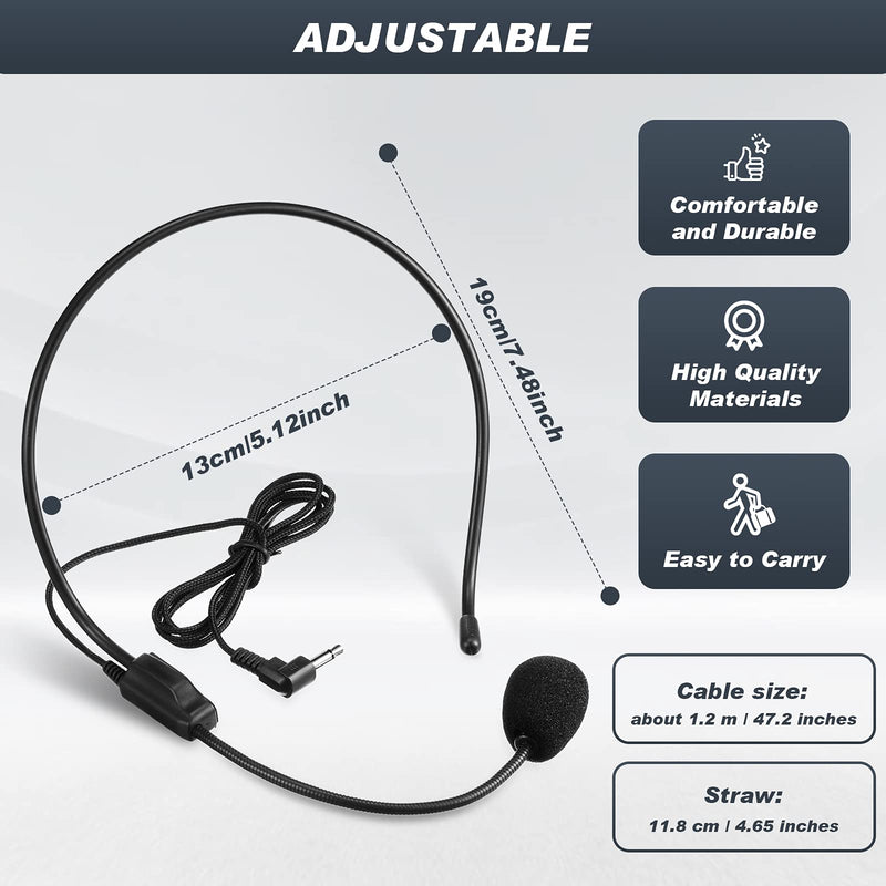  [AUSTRALIA] - 4 Pieces Headset Microphone, Flexible Wired Boom for Voice Amplifier not Phone or PC, Teachers, Speakers, Singer, Dancer,Coaches, Presentations, Seniors