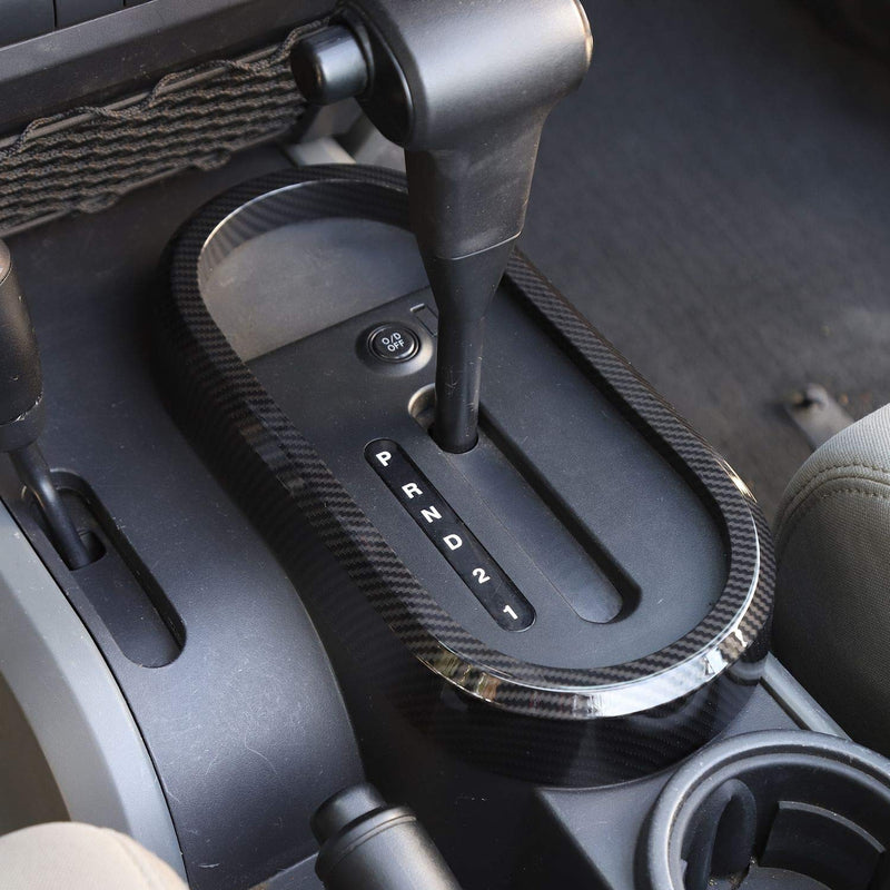  [AUSTRALIA] - Car Gear Shift Panel Frame Cover Trim Interior Accessories for Jeep Wrangler JK JKU Rubicon Sahara Sport 2/4 Door 2007-2010 (Carbon Fiber Grain) Carbon Fiber Grain