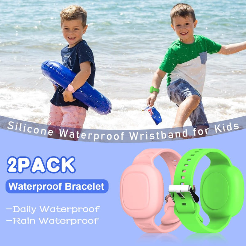  [AUSTRALIA] - [2 Pack] Kid Bracelet for Tile Mate Waterproof Hidden, Kids Wristband Tile Mate Holder Case Cover Compatible with Tile Mate (2022), Soft Silicone Tile Mate Case for Kids/Teens/Elderly (Pink+Green) 2pack-(Pink+Green)