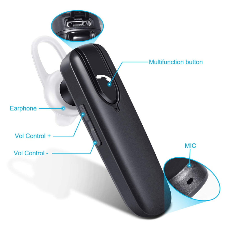  [AUSTRALIA] - Bluetooth Headset for Cell Phones,Voice Command Wireless Headset with Noise Cancelling,Hands Free Bluetooth Headphone Earbuds Fit for iPhone Android Samsung Laptop Truck Driver