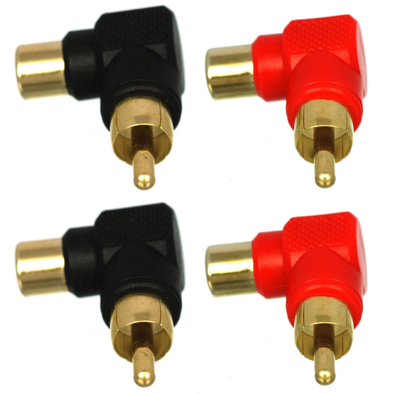 CESS Right Angle Connector RCA Male Plug to RCA Female 90 Degree Elbow (jcx) (4 Pack) - LeoForward Australia