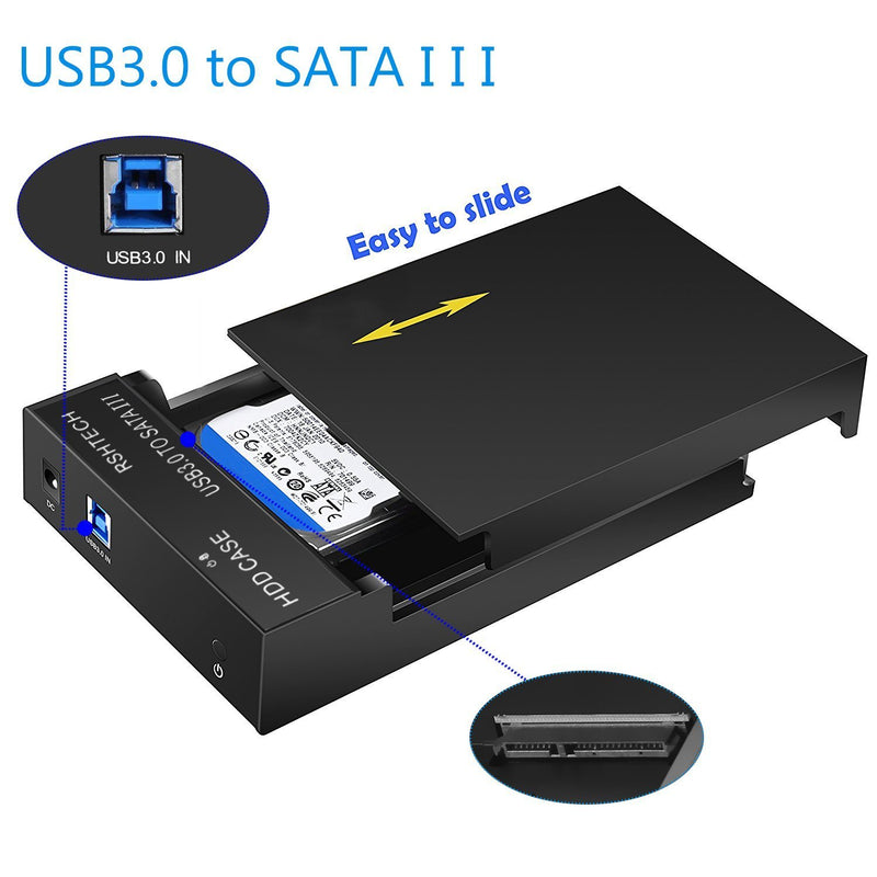 Hard Drive Enclosure, RSHTECH USB 3.0 to SATA External Hard Drive Docking Station for 3.5 inch SATA I/II/III HDD SSD Up to 16TB Support UASP (Black) - LeoForward Australia