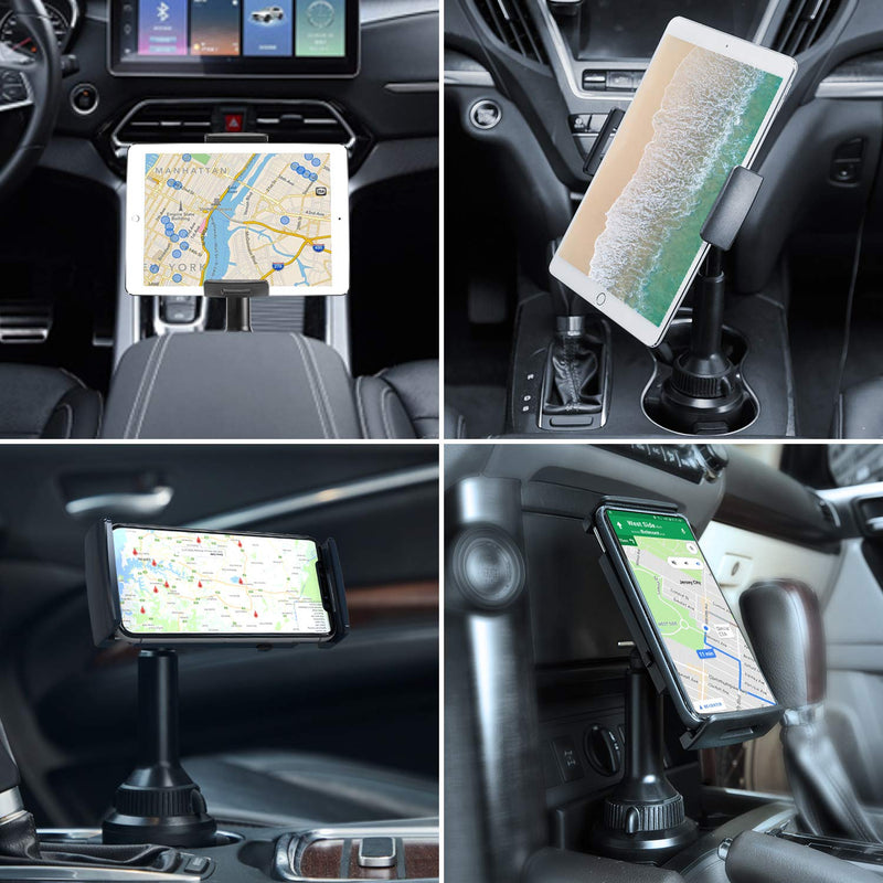  [AUSTRALIA] - Cup Holder Tablet Mount, APPS2Car 2-in-1 Cup Holder Car Cradle Adjustable Tablet Car Mount Holder for Car/Truck Compatible with 4.3-11 inch Tablets, iPad Mini/Air/Pro, iPhone, All Smartphones