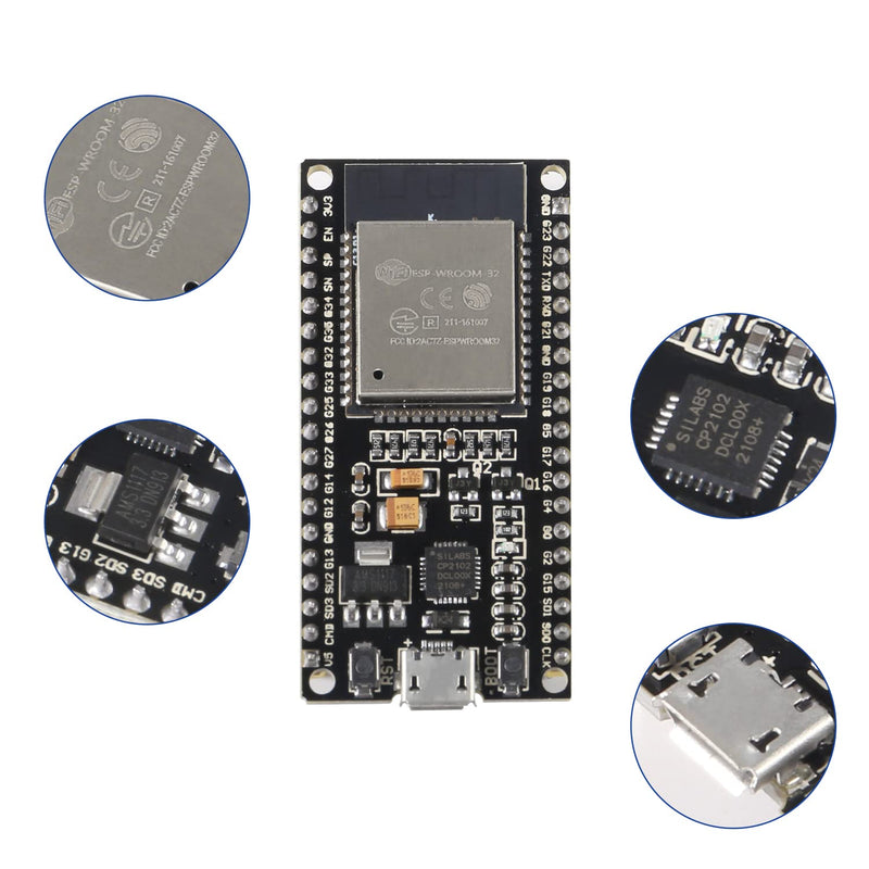  [AUSTRALIA] - 3PCS ESP32 38Pin Development Board ESP-32S Microcontroller Processor Integrated 2-in-1 Microcontroller ESP-WROOM-32 Chip WiFi NodeMCU-32S ESP-WROOM-32 Compatible with Arduino IDE