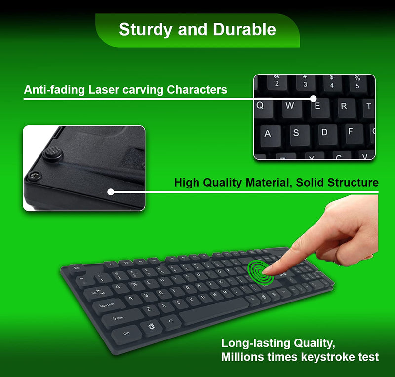  [AUSTRALIA] - BTO USB Wired Keyboard, 104 Keys with Numeric Pad, Anti Spill and Dust Proof, Slim and Flexible Design, Compatible with Laptop Notebooks, Desktops PCs, Tablets, Towers, Windows 7, 8, 10.