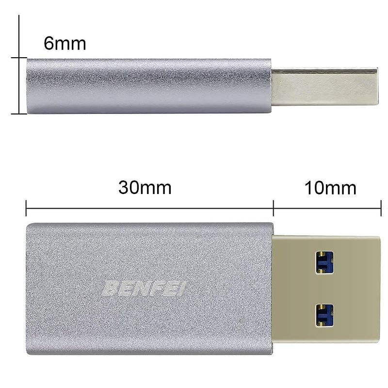 BENFEI 2 Pack USB 3.0 to USB C Male to Female Adapter, Support 12V/3A Fast Charging, USB Gen 2 10 Gbps Data Sync - LeoForward Australia