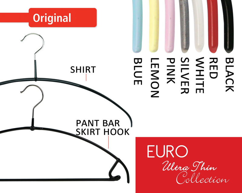  [AUSTRALIA] - MAWA Euro Series Ultra Light/Thin Non-Slip Space-Saving Clothes Hanger Style 42-PT for Shirts & Dresses, Set of 20, Red, Pack of 20, 2 Piece