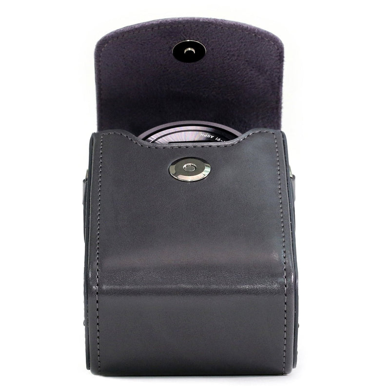  [AUSTRALIA] - MegaGear MG1560 Leather Camera Case with Strap Compatible with Sony Cyber-Shot DSC-RX100 VI, DSC-RX100 V, DSC-RX100 IV - Gray One Size