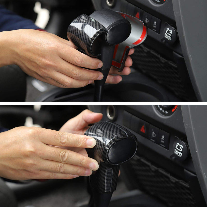 RT-TCZ Gear Shift Knob Handle Cover ABS Full Trim Frame Bezel Interior Accessories for Jeep Wrangler 2007-2010 JK JKU Sport X Sahara Rubicon Carbon Fiber - LeoForward Australia