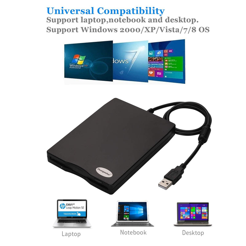  [AUSTRALIA] - 3.5" USB External Floppy Disk Drive Portable 1.44 MB FDD for PC Windows 2000/XP/Vista/7/8,No Extra Driver Required,Plug and Play,Black